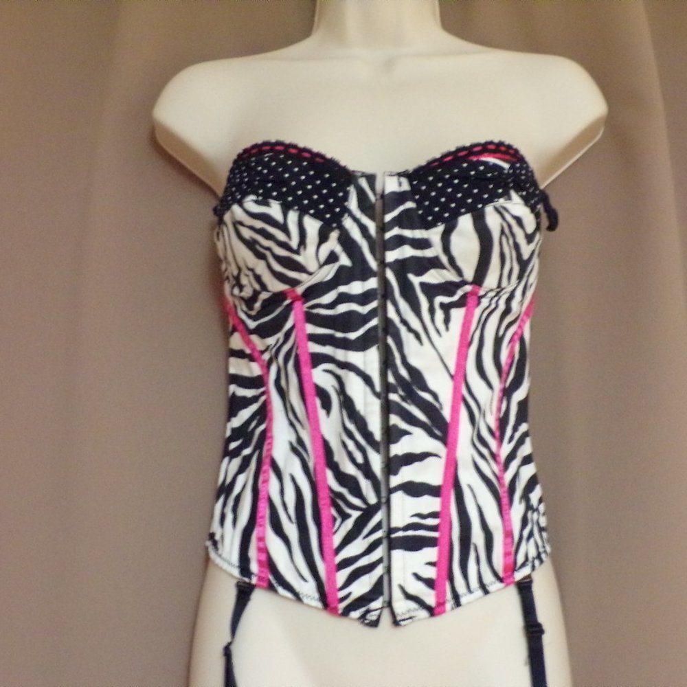Shirley of Hollywood Zebra Strapless Corset Size 34
